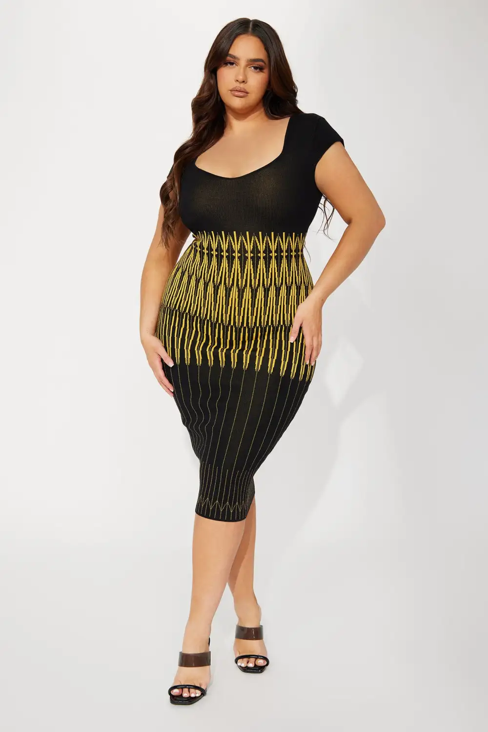 Mikayla Printed Midi Dress - Black/combo