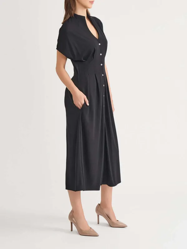 Stand Up Collar Button Up Dress
