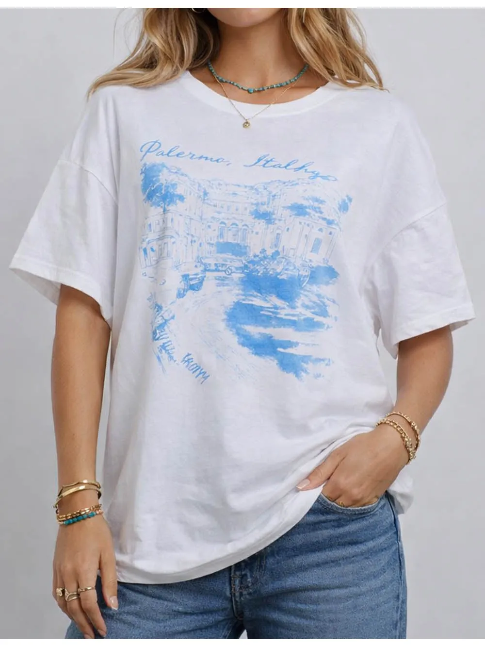 Abstract Graphic Pullover Short Sleeves Chic T-shirt