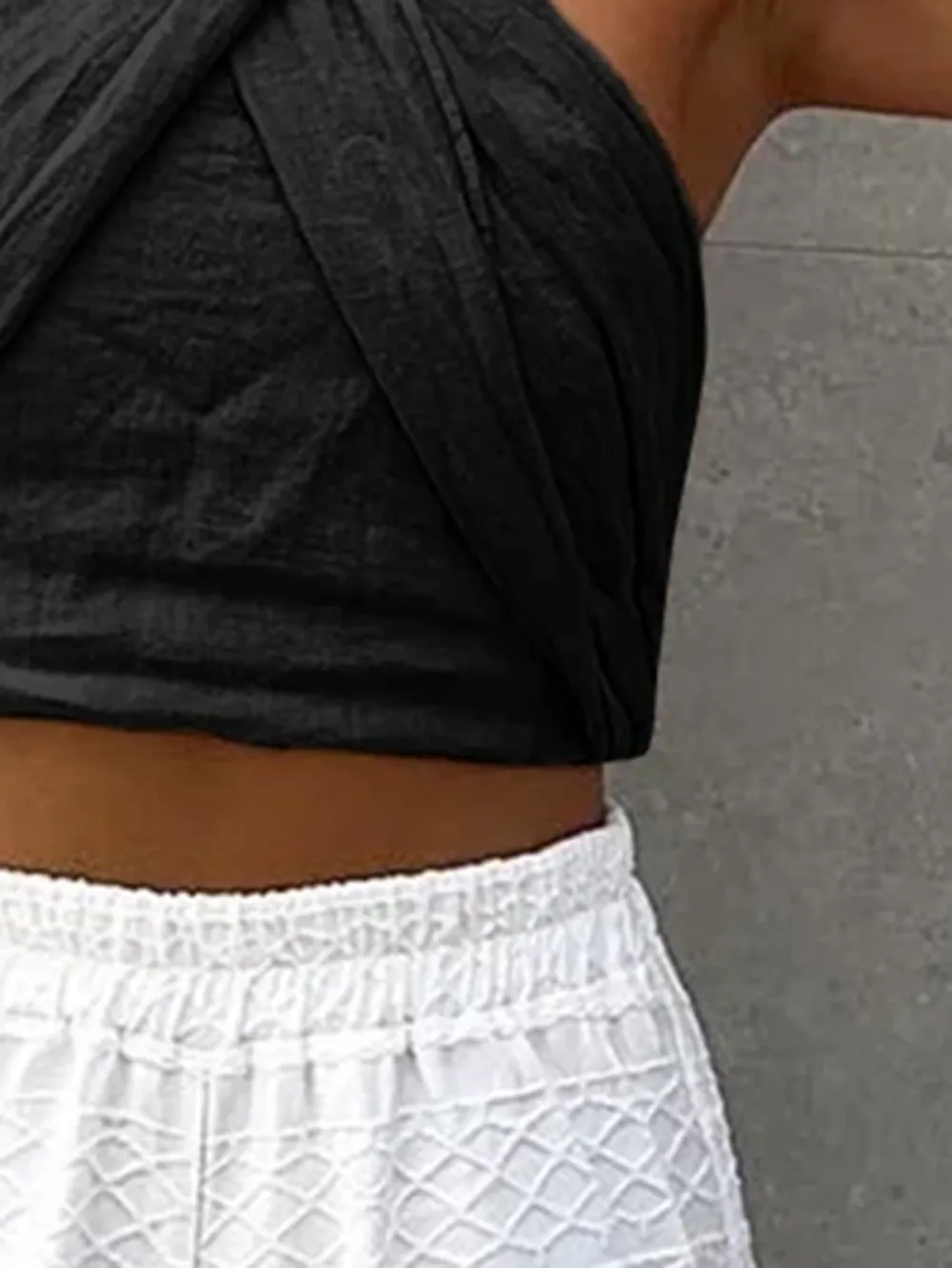 Cotton & Linen Crisscross Halter Tank Top