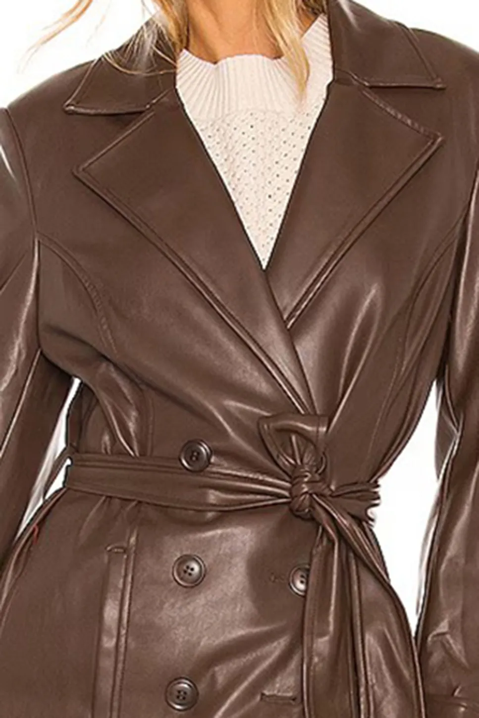 Faux Leather Trench Coat