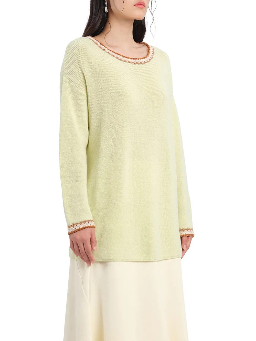 Pastel Color Crew Neck Knit Sweater