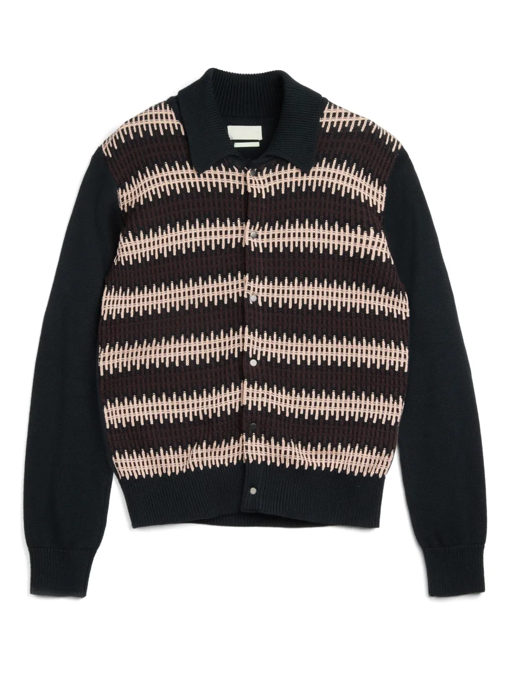 Navy Long Sleeve Striped Knitted Jacket