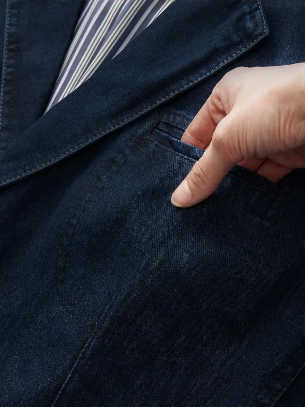 Men'S Denim Pocketed Tailored Jacket