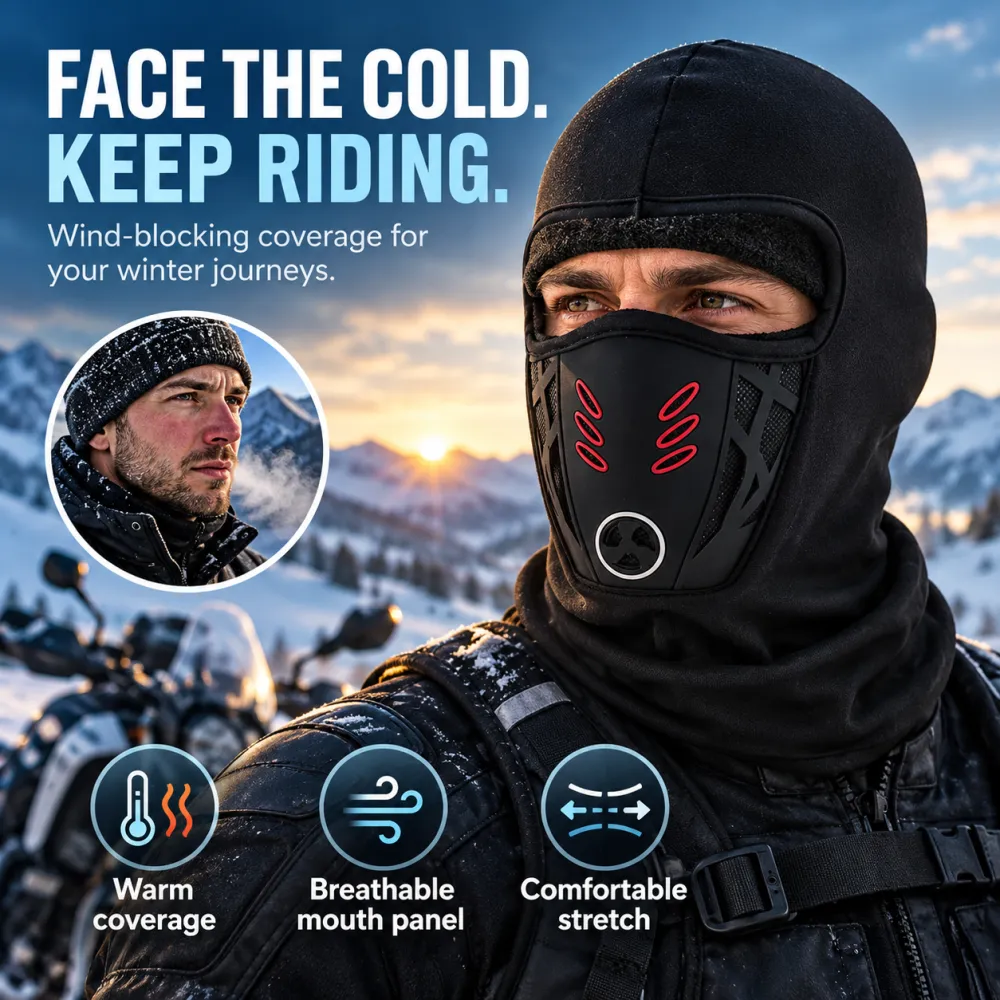Winter Knight Thermal Anti-Fog Balaclava Full Face Mask, Windproof Soft Hood for Motorcycle Riding Skiing Outdoor Sports