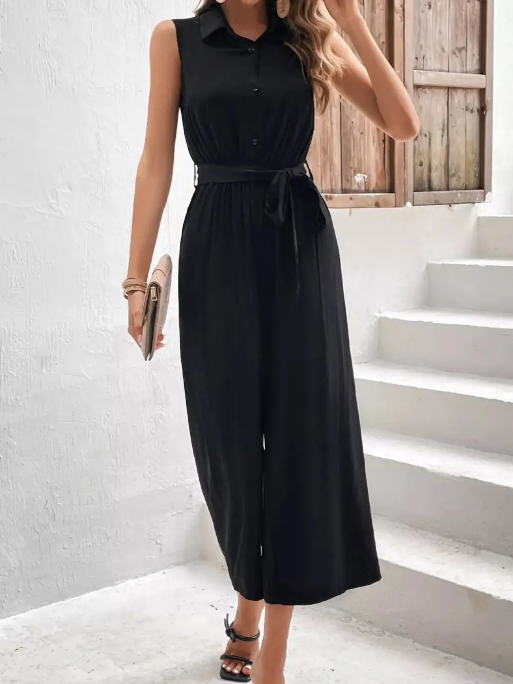 Boutique Wide Leg Sleeveless Jumpsuit