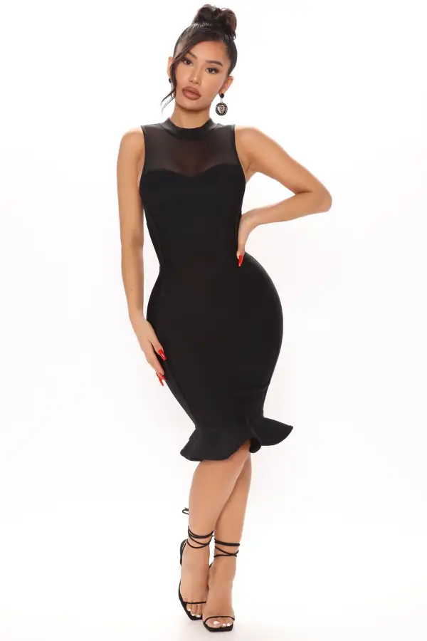 On A Special Occasion Bandage Midi Dress - Black