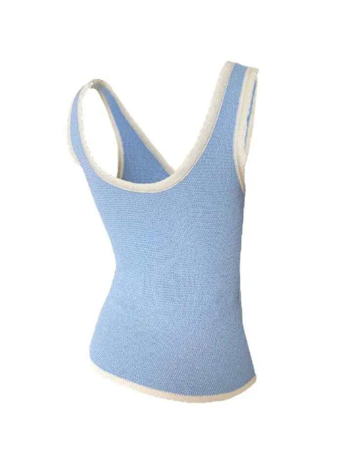 V-Neck Bow-Detail Slim-Fit Tank Top