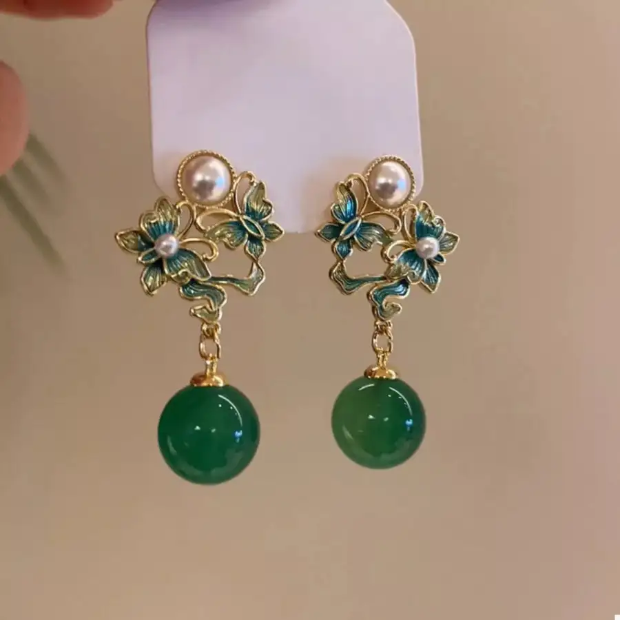 Classic Butterfly Pearl Drop Earrings