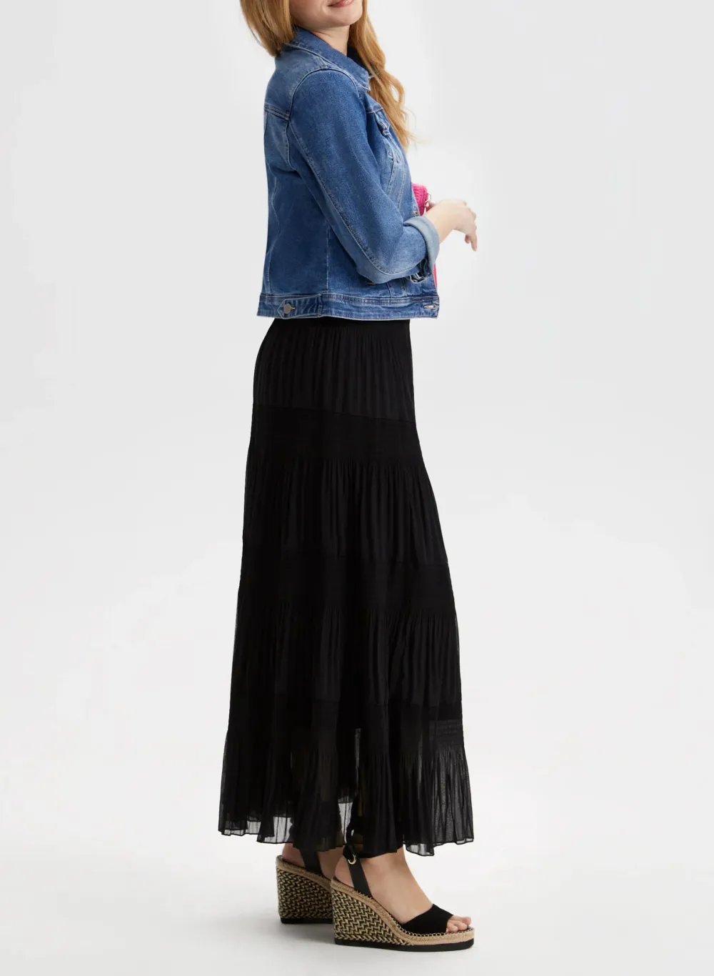 Tulle Pleated Maxi Skirt