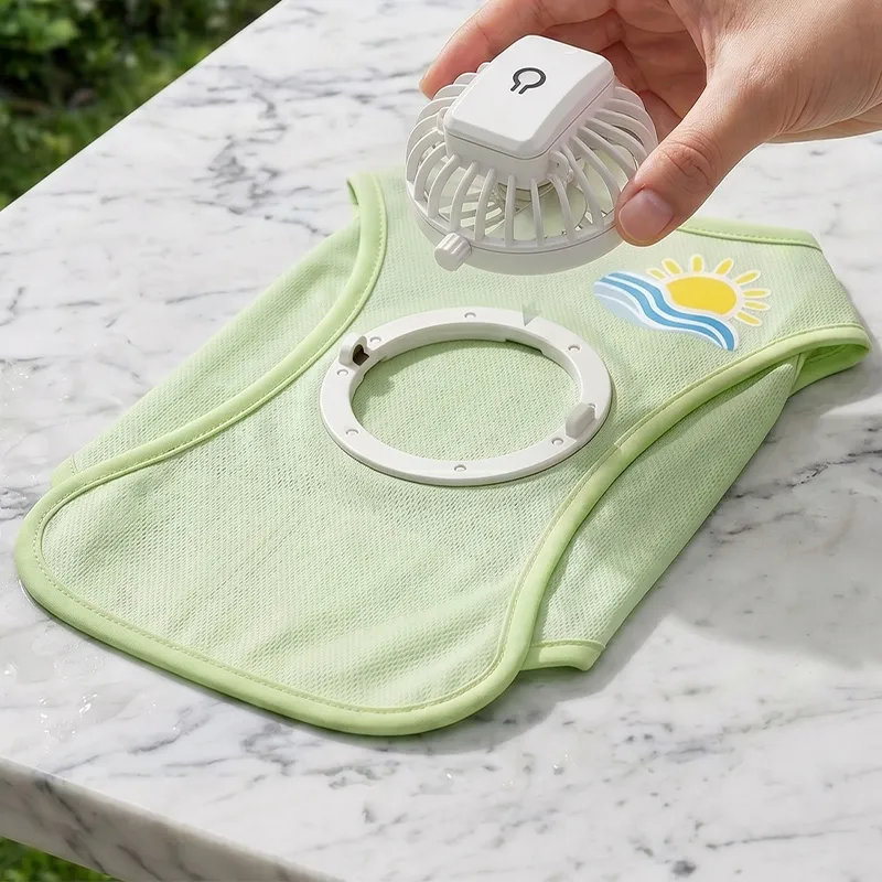 2026 New Model Fan Dog Clothes Cooling Vest Summer Sun Protection Thin Breathable Pet Clothing for Small and Medium-Sized Dogs