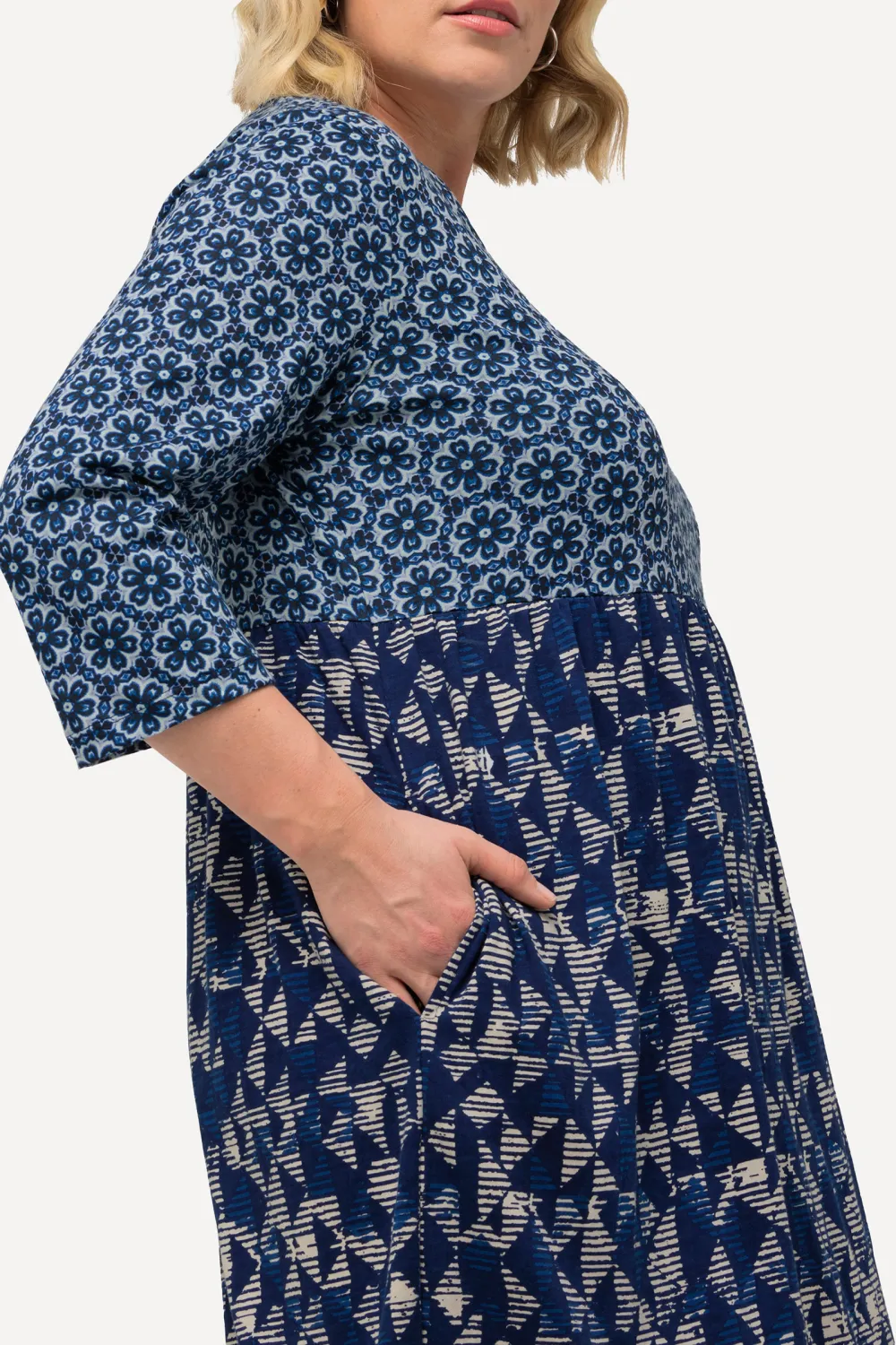 Geometric Printed Color Blocked Dress