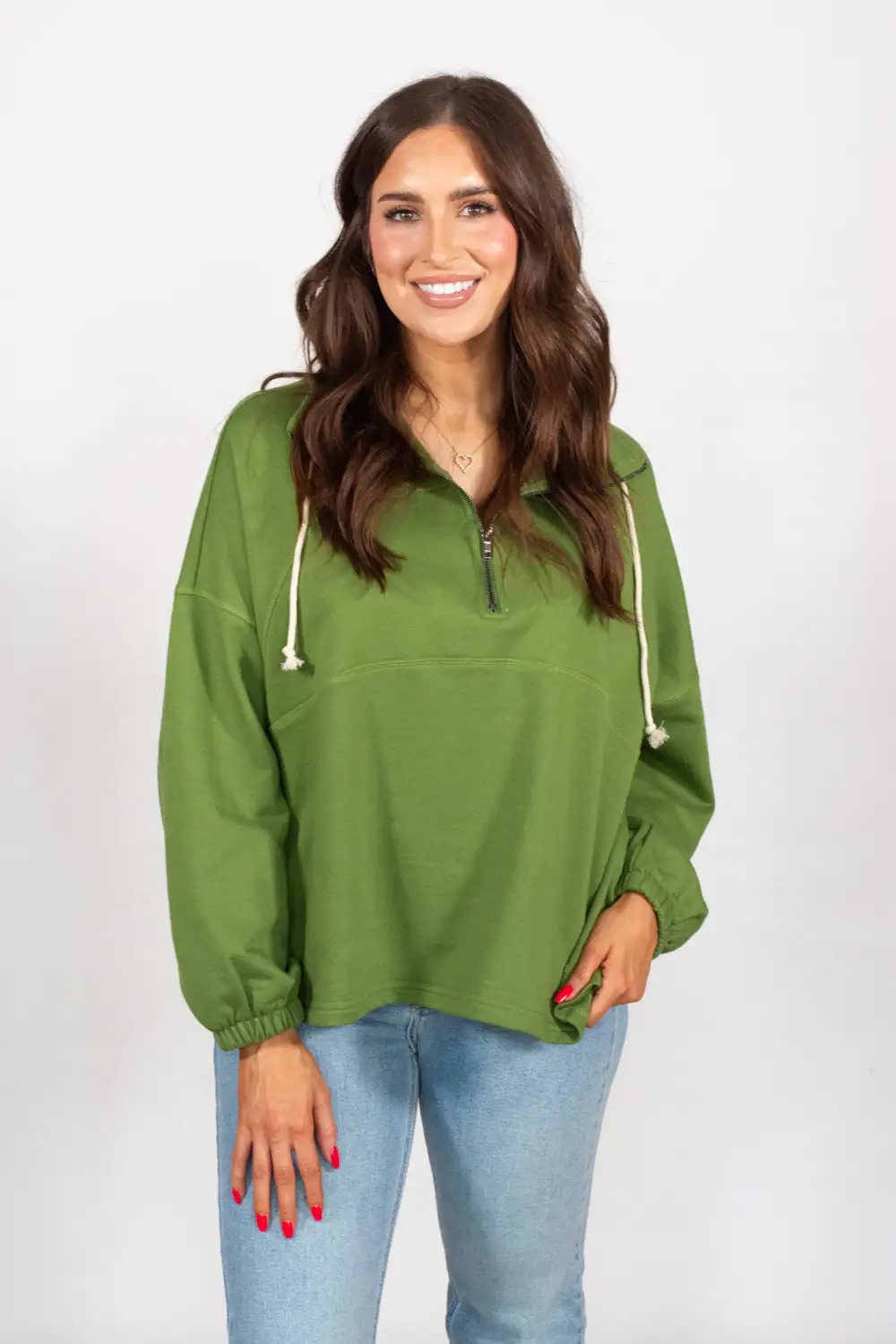 Always Direct Green Half Zip Pullover