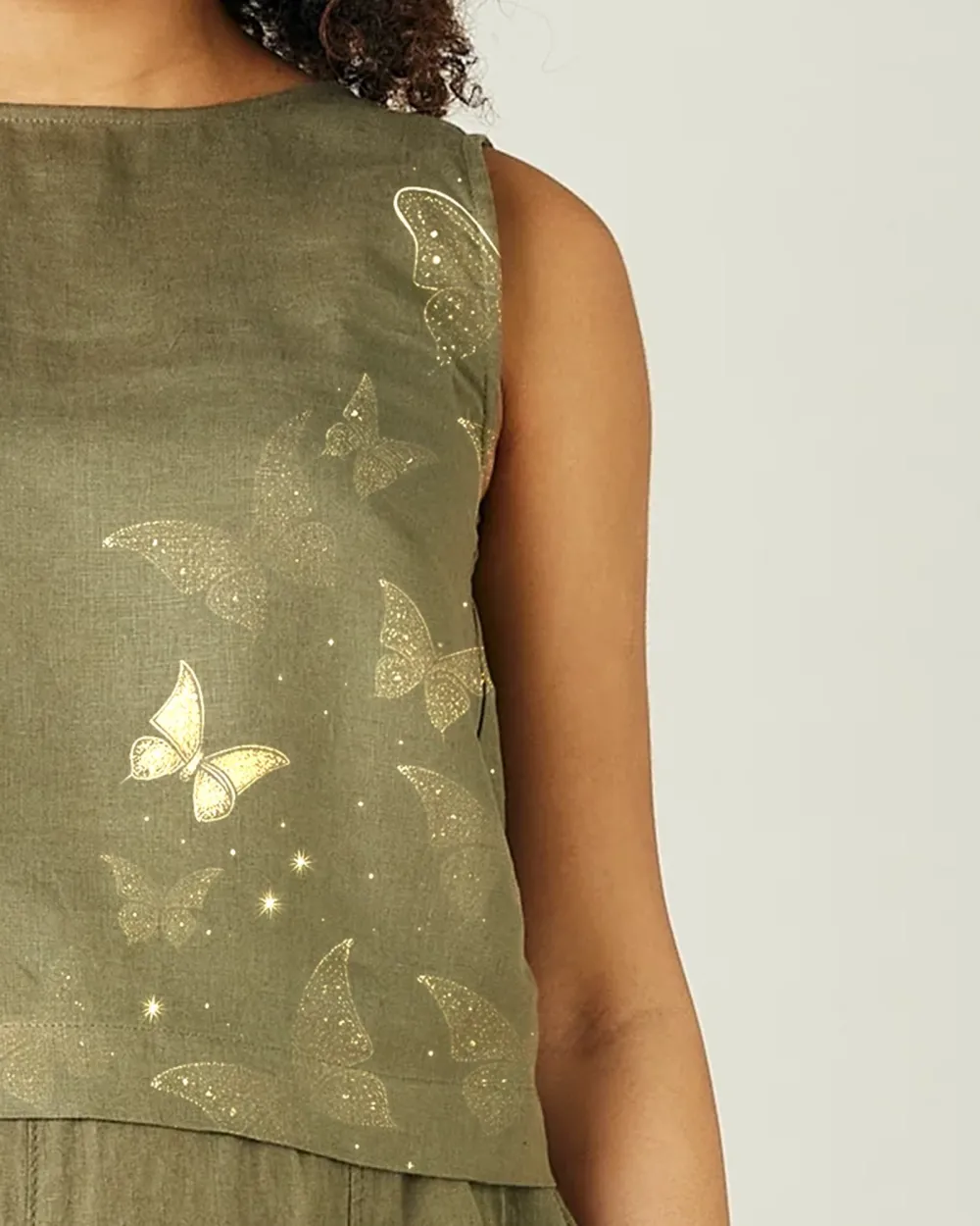 LIGHT KHAKI LINEN TOP