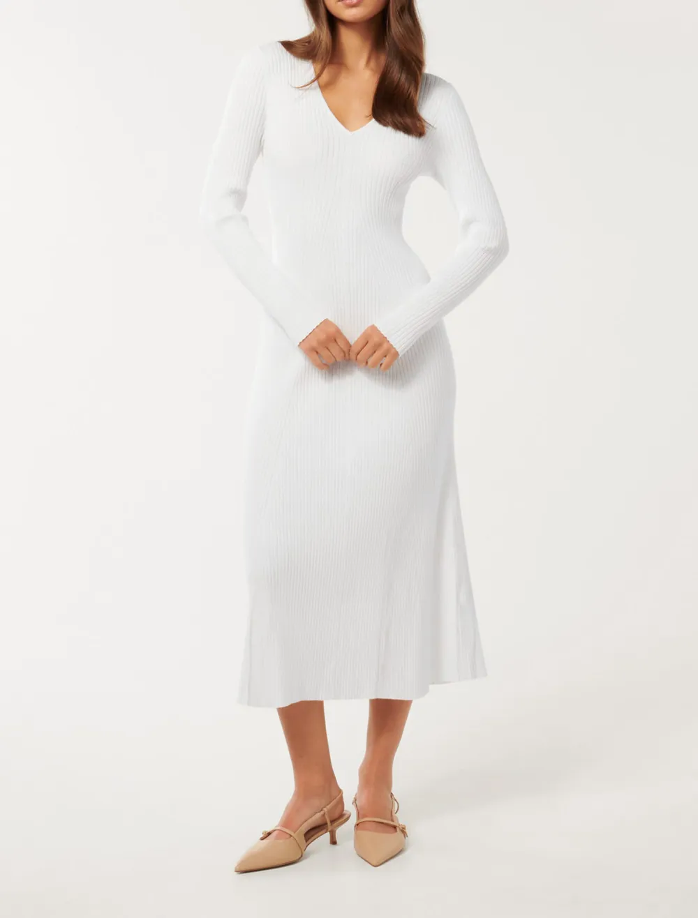 Rib Detail Midi Dress