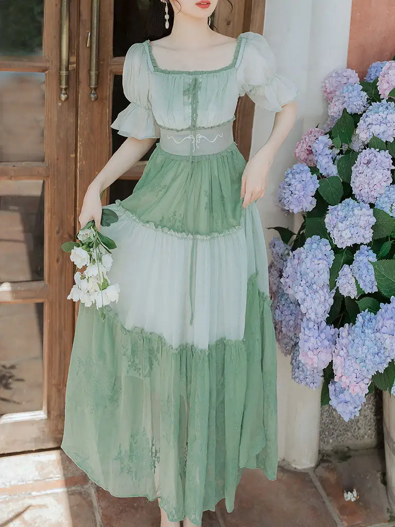 Square Neck Long Dress