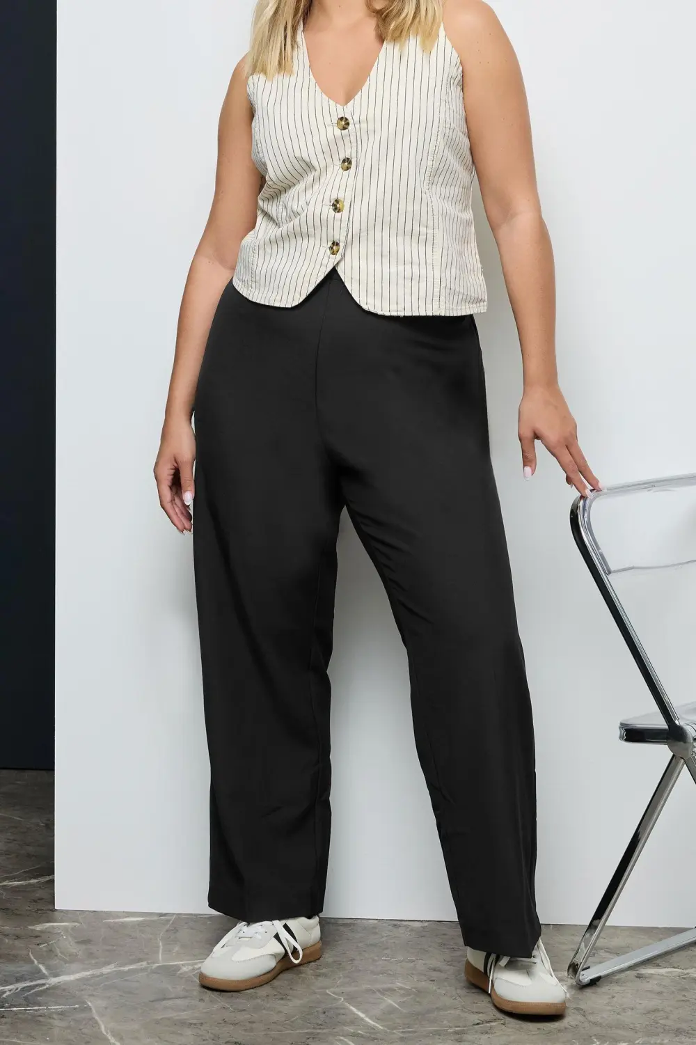 Women's Casual Straight Elastic Waist Pants