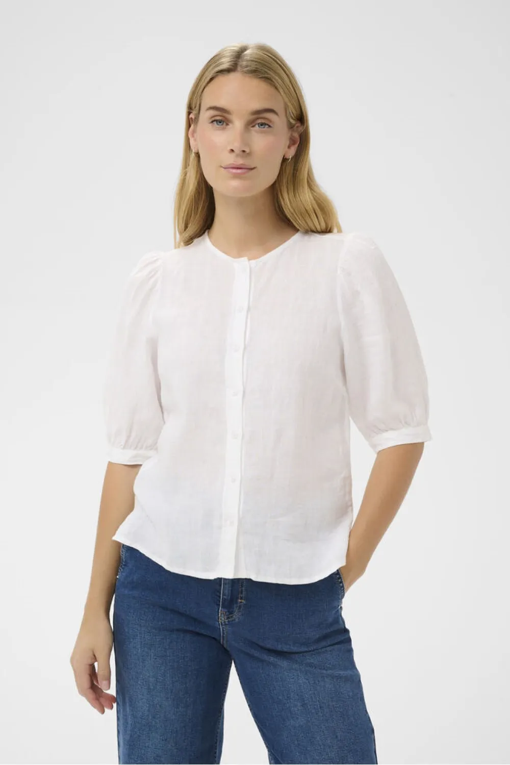 Linen Bow Detail Button Front Shirt