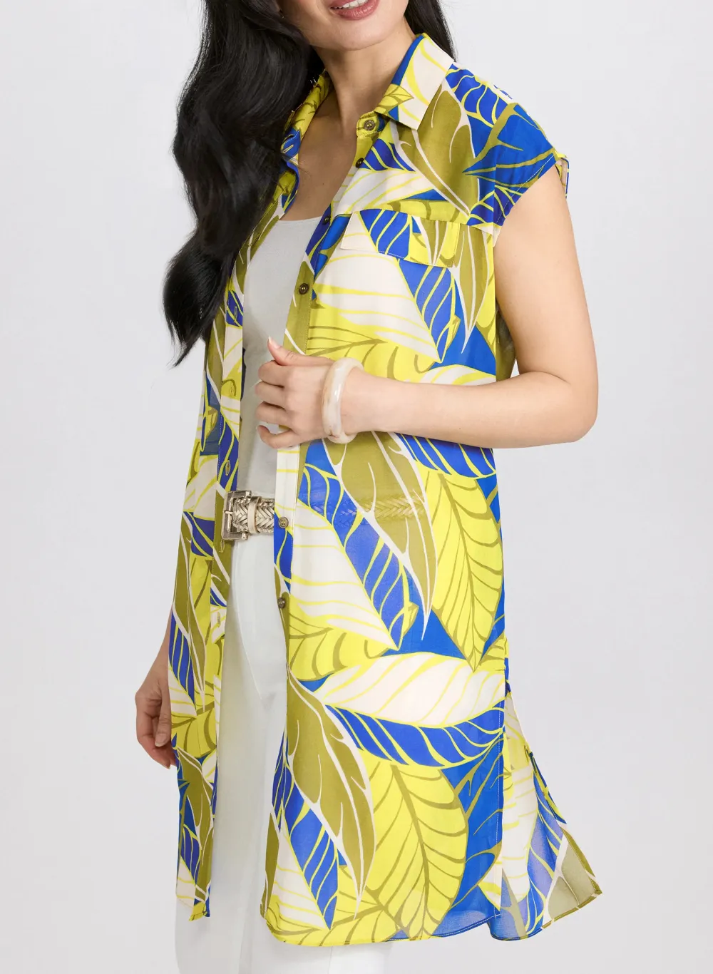 Chiffon-Blended Cotton Shirt