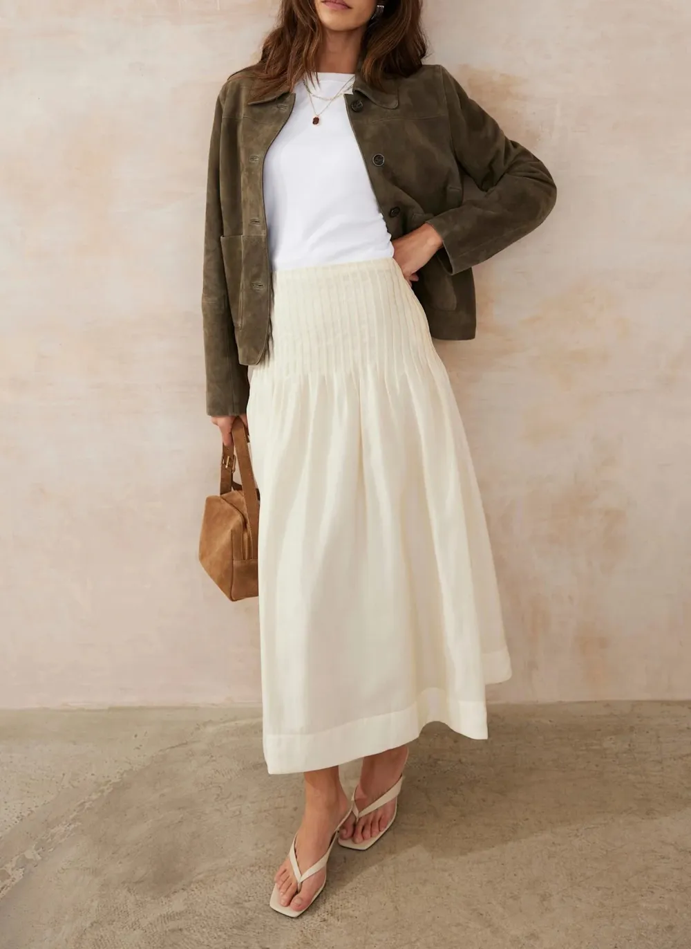 Casual Style Pintuck Maxi Skirt