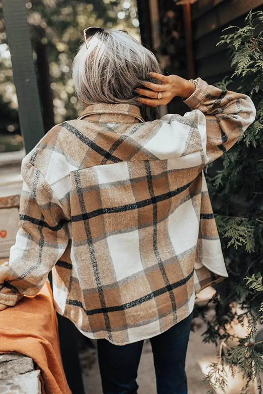 Plaid Pocket Button Front Shacket