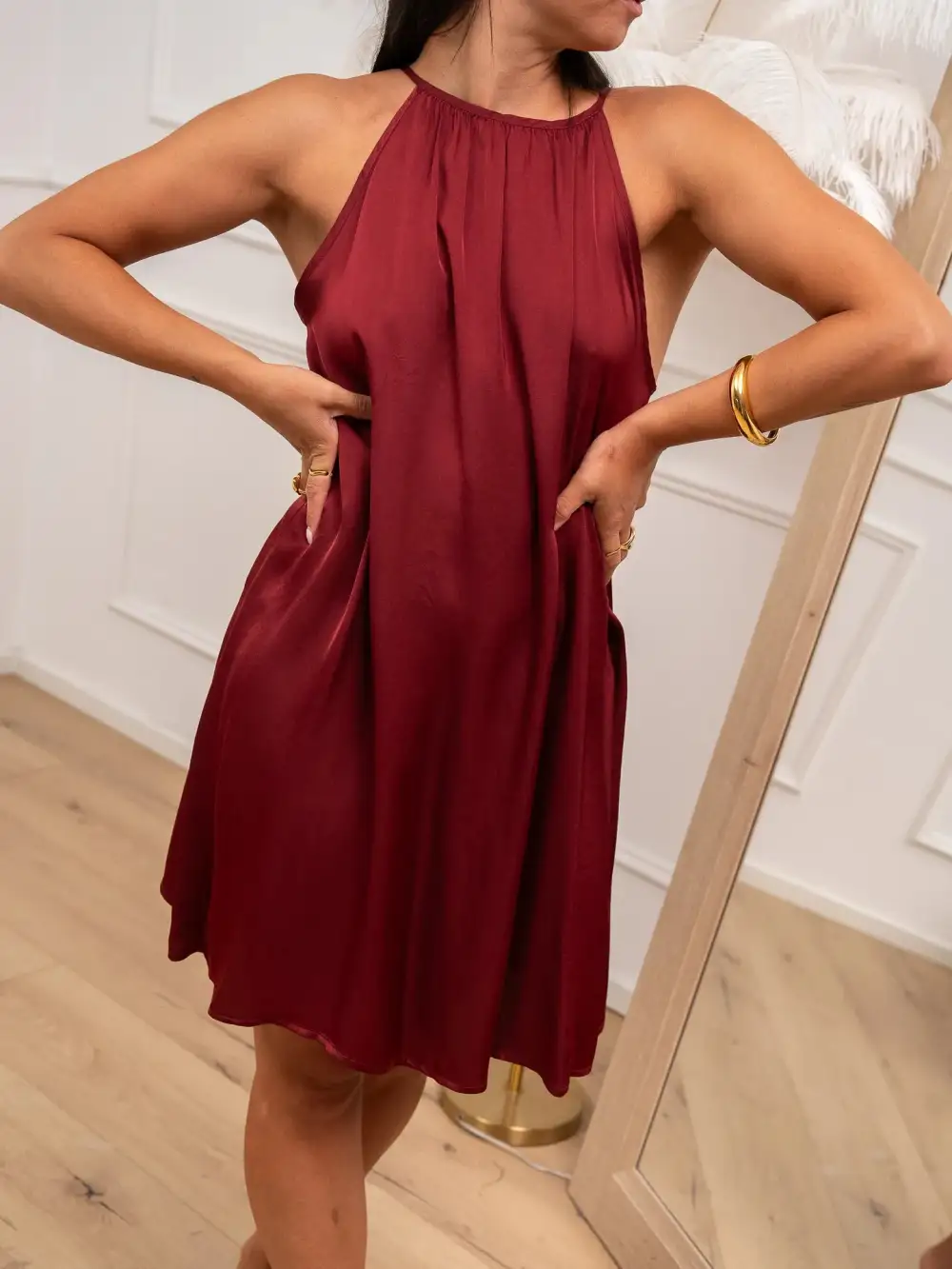 Gingham A Line Strappy Viscose Dress
