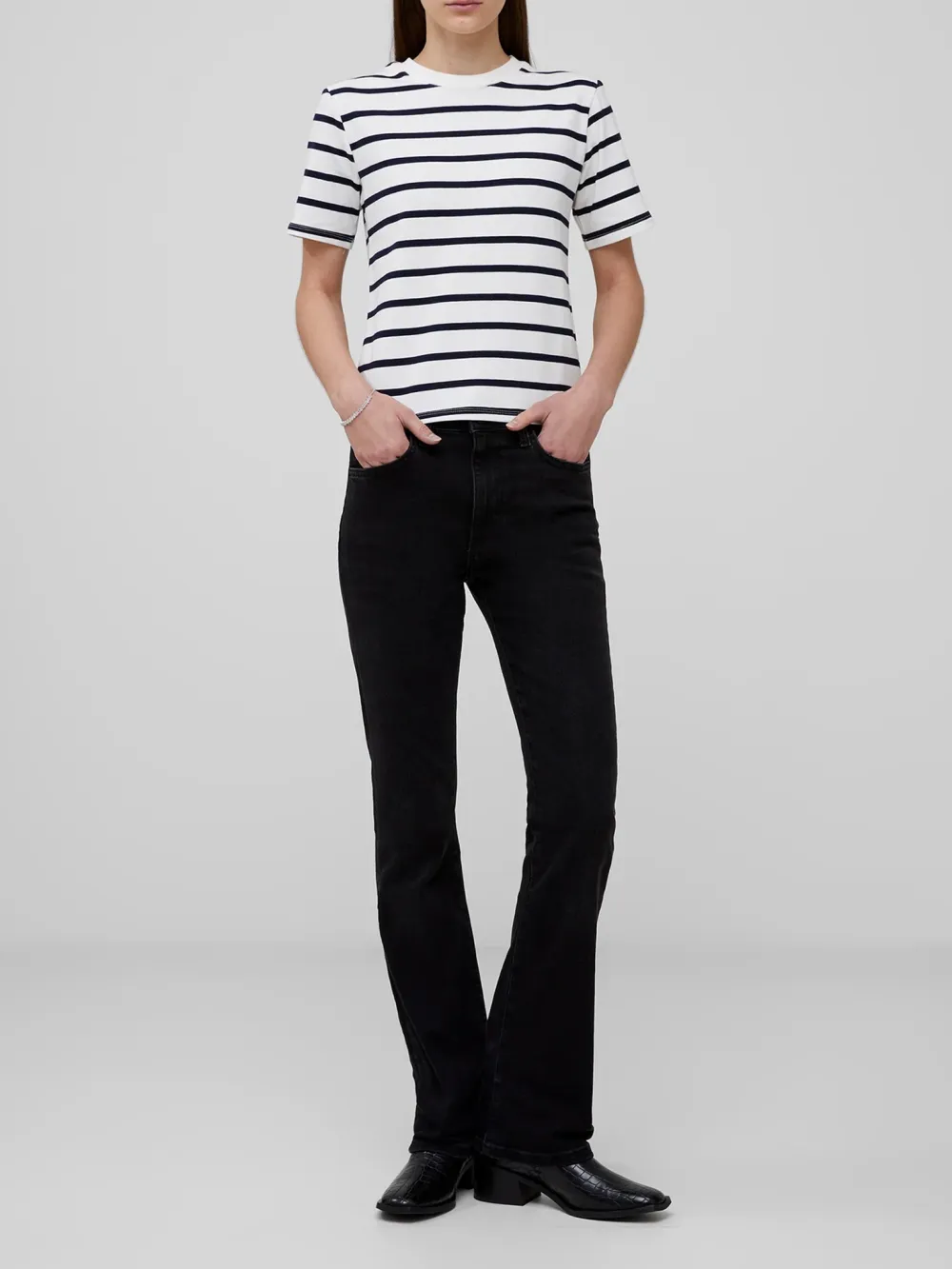 Classic Crew Neck Striped Cotton Top