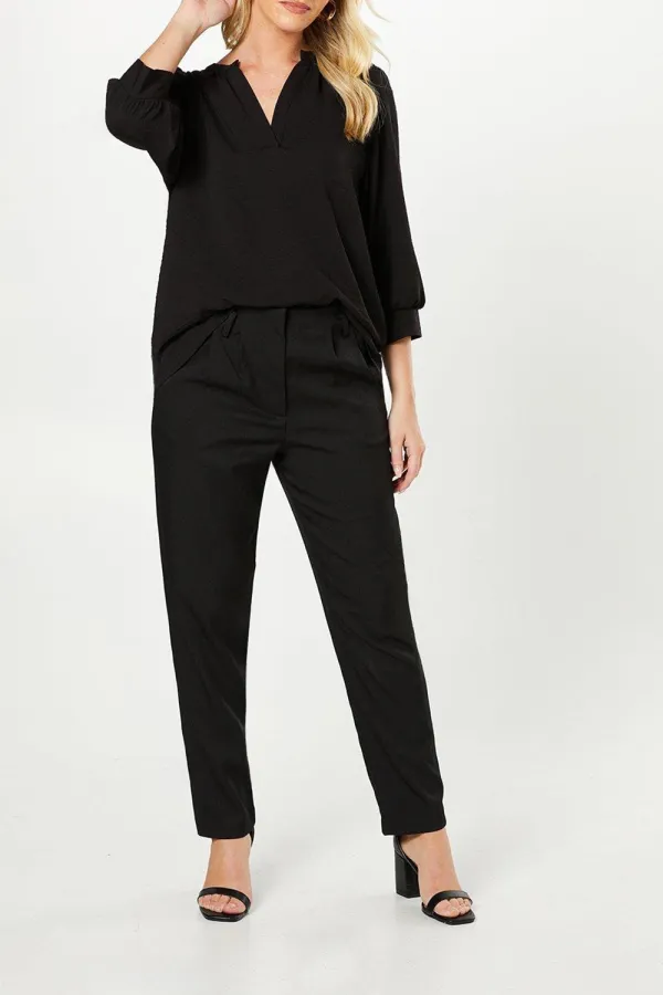 Breathable Skin-friendly Casual Ladies Notched V-neck Shirt