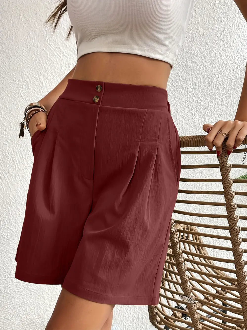 Utility Elastic Waist Pocket Detail Shorts