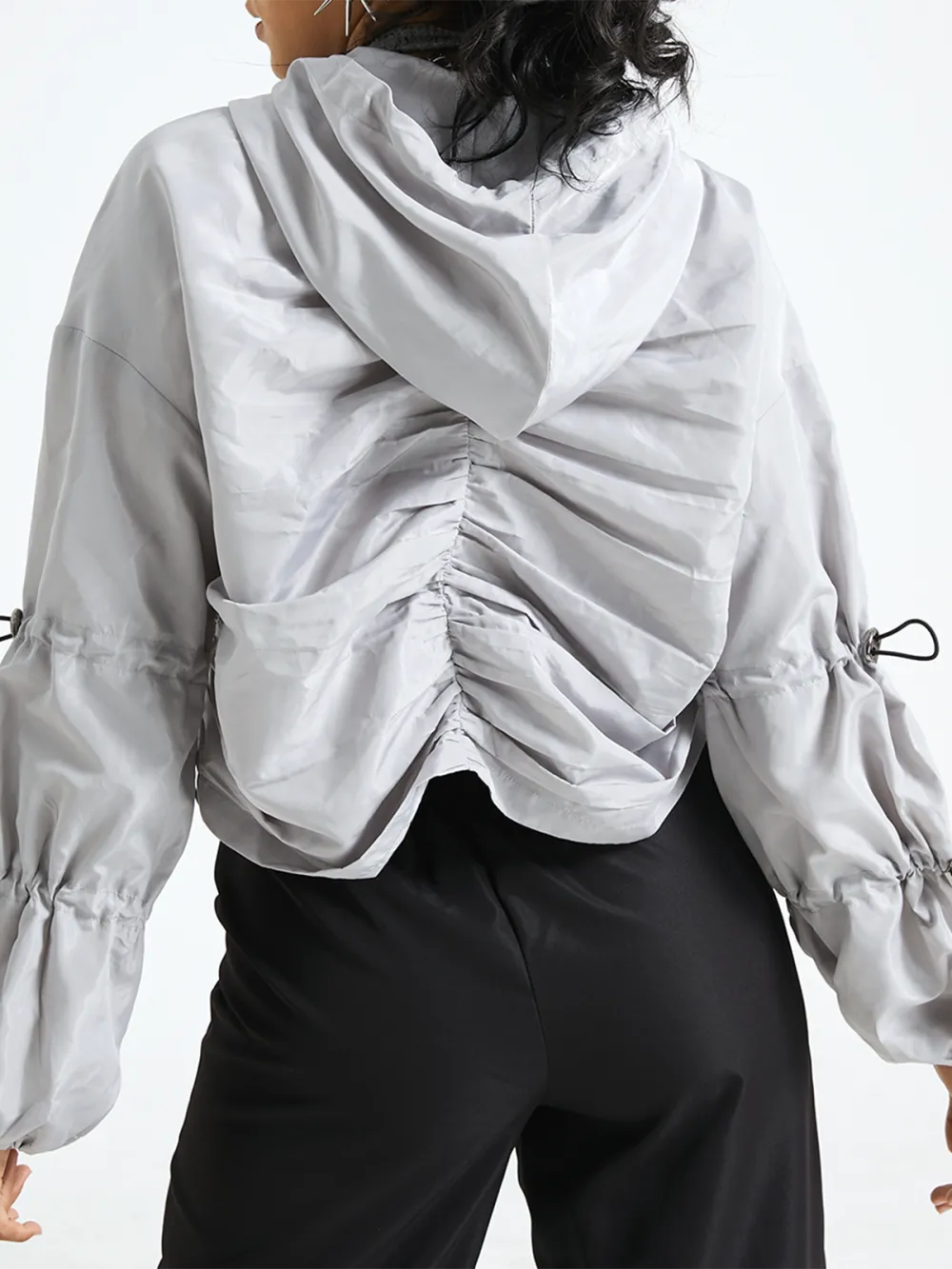 Drawstring Hoodie Plain Long Sleeve Jacket