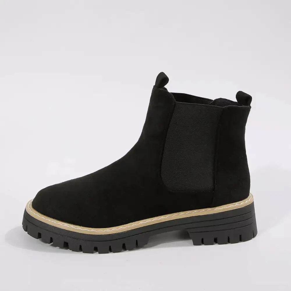 Modern Round Toe Block Heel Boots