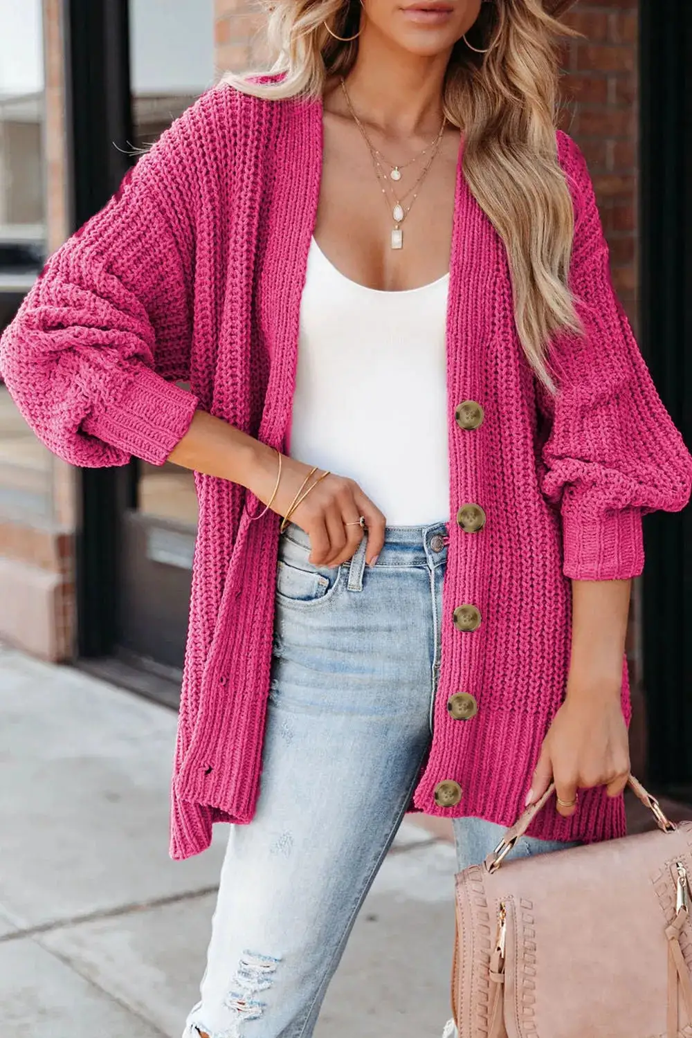 Chunky Knit Button Down Cardigan