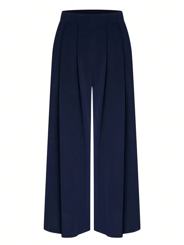 Women's Wide-Leg Pleated Zipper Plicated Loose Trousers