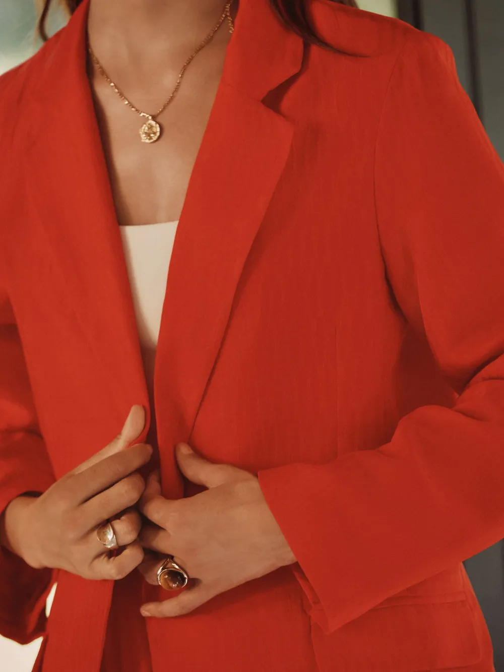 Red Wave Pattern Lightweight Loose Blazer