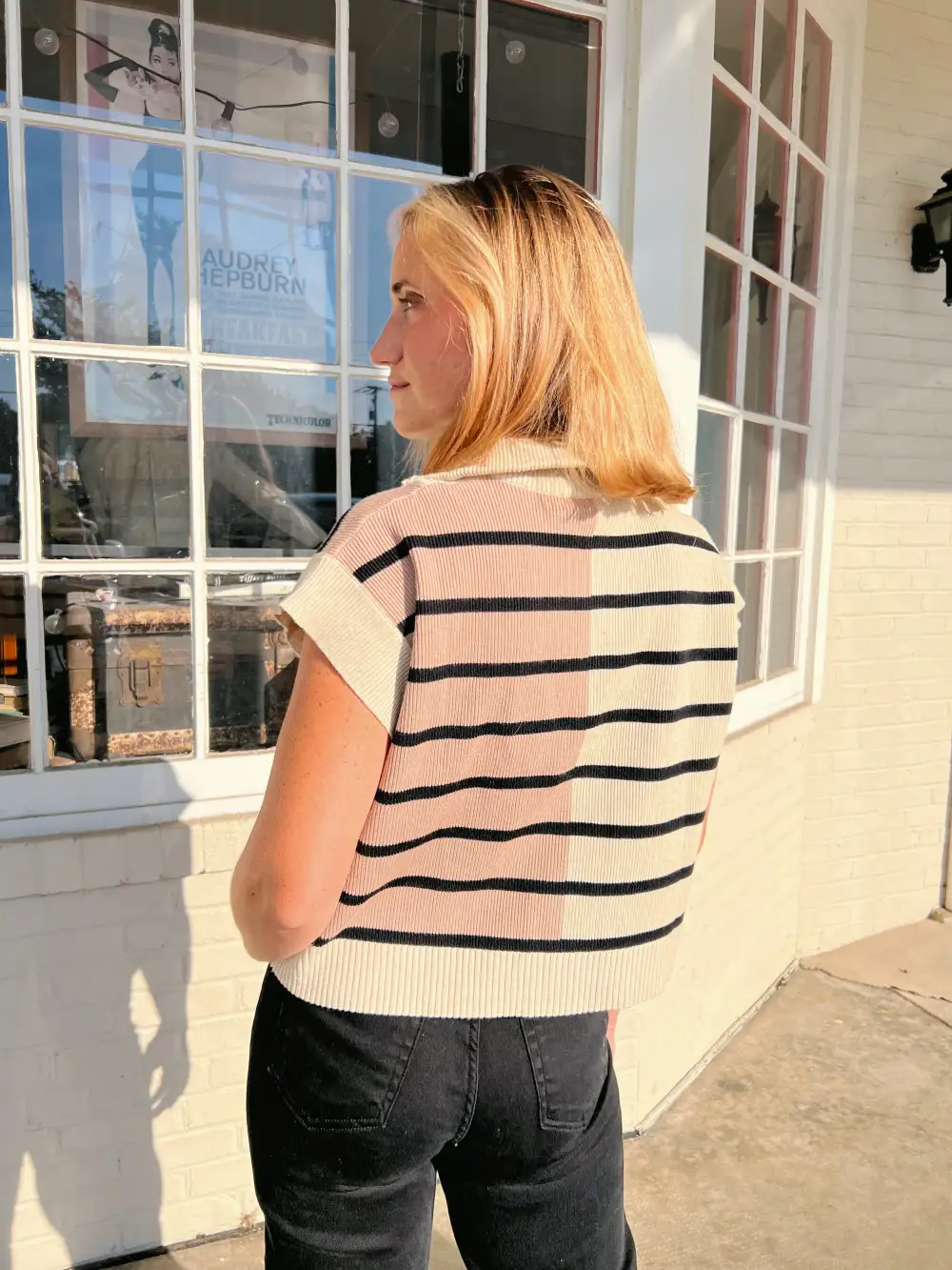 Choose Me Striped Half Zip Top