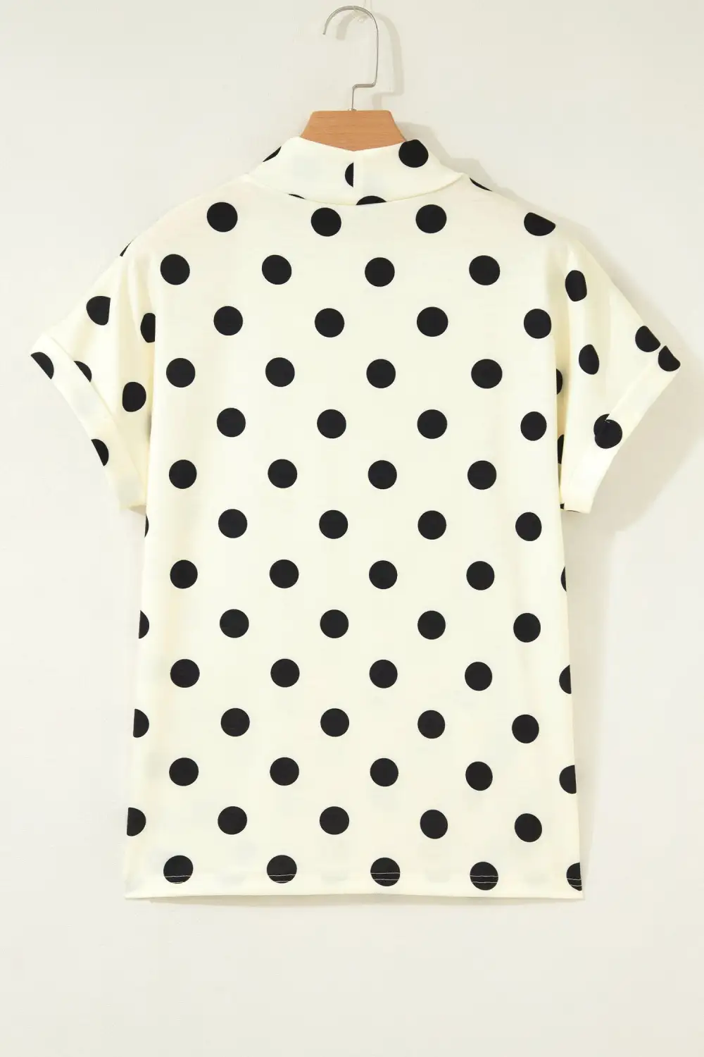 Polka Dot Print High Neck Dolman Top
