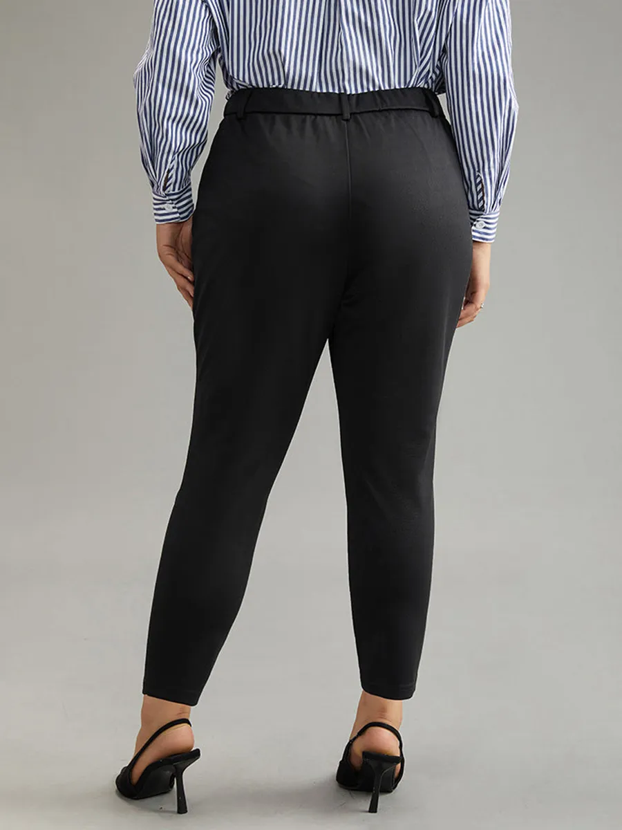 Black Elegant Minimal Pants High Pencil Pants