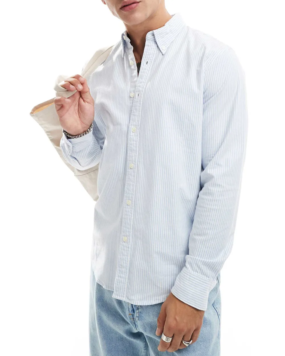 Stripe Oxford Shirt In Light Blue