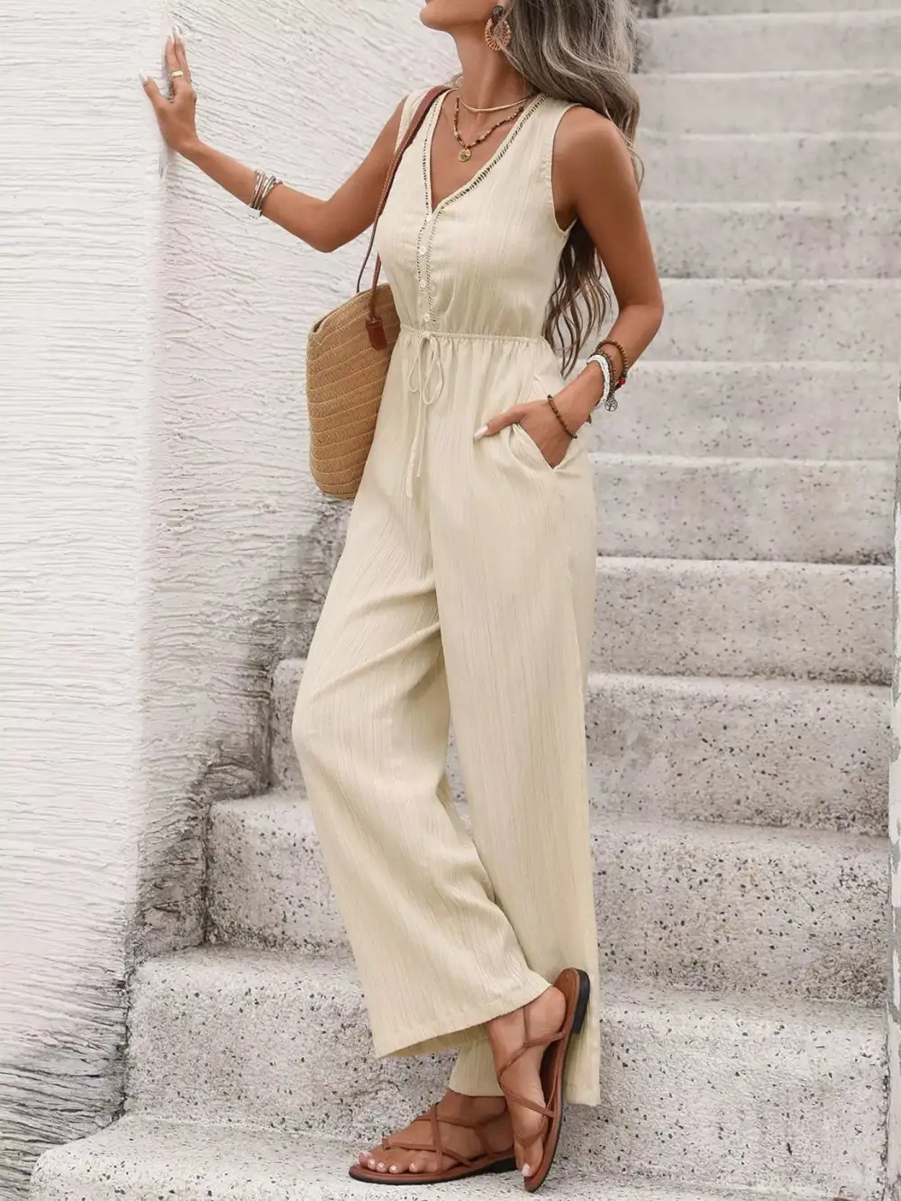 Drawstring Wide Leg Jumpsuit