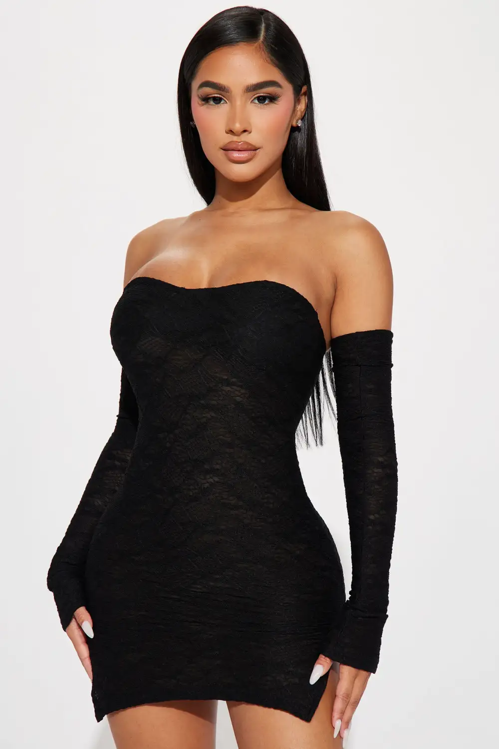 Delilah Textured Mini Dress - Black