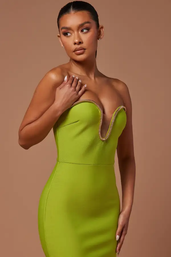 Alina Bandage Gown - Chartreuse