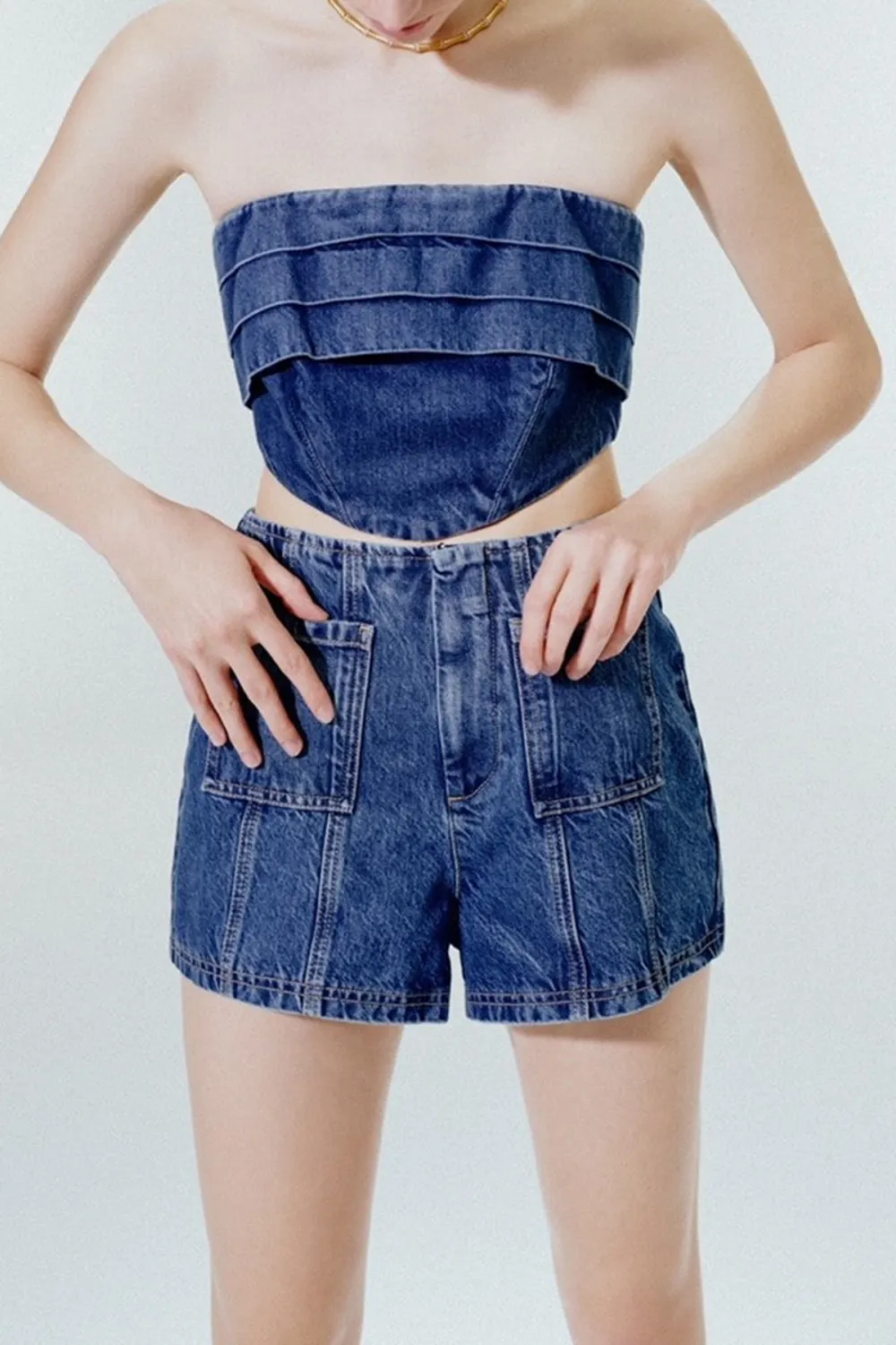 Off The Shoulder Denim Bustier