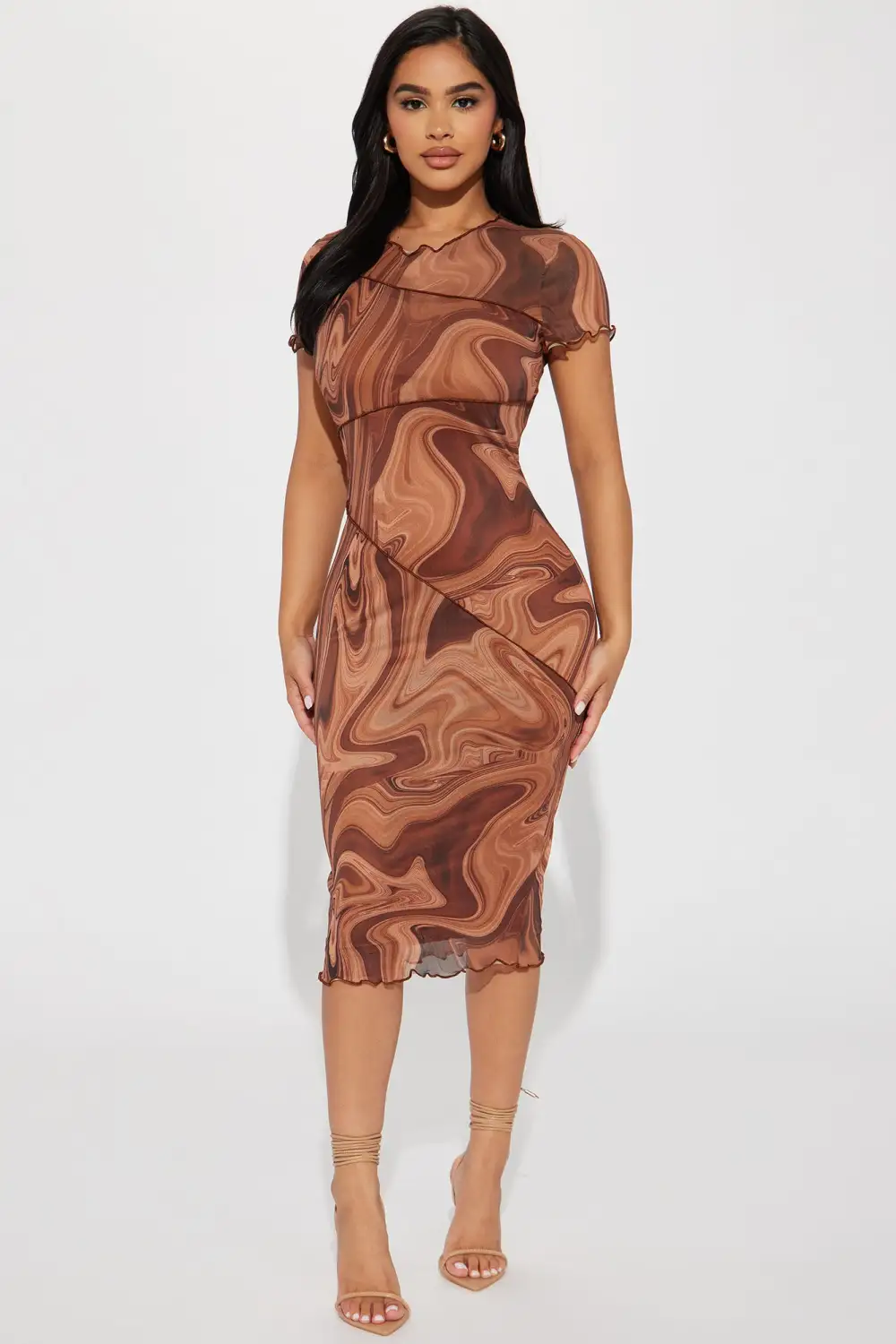 Get Groovy Midi Dress - Brown/combo