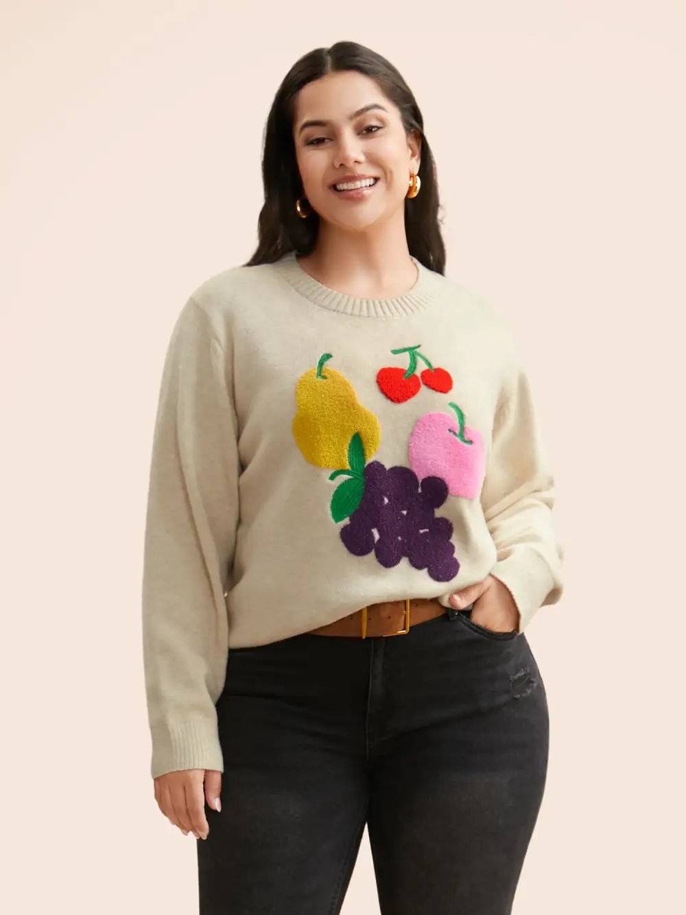 Supersoft Essentials Crew Neck Fruit Embroidered Pullover