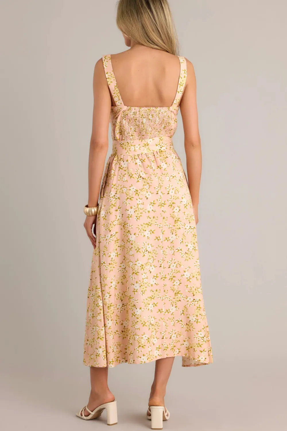 BLOOMING GRACE ORANGE PEACH FLORAL MAXI DRESS