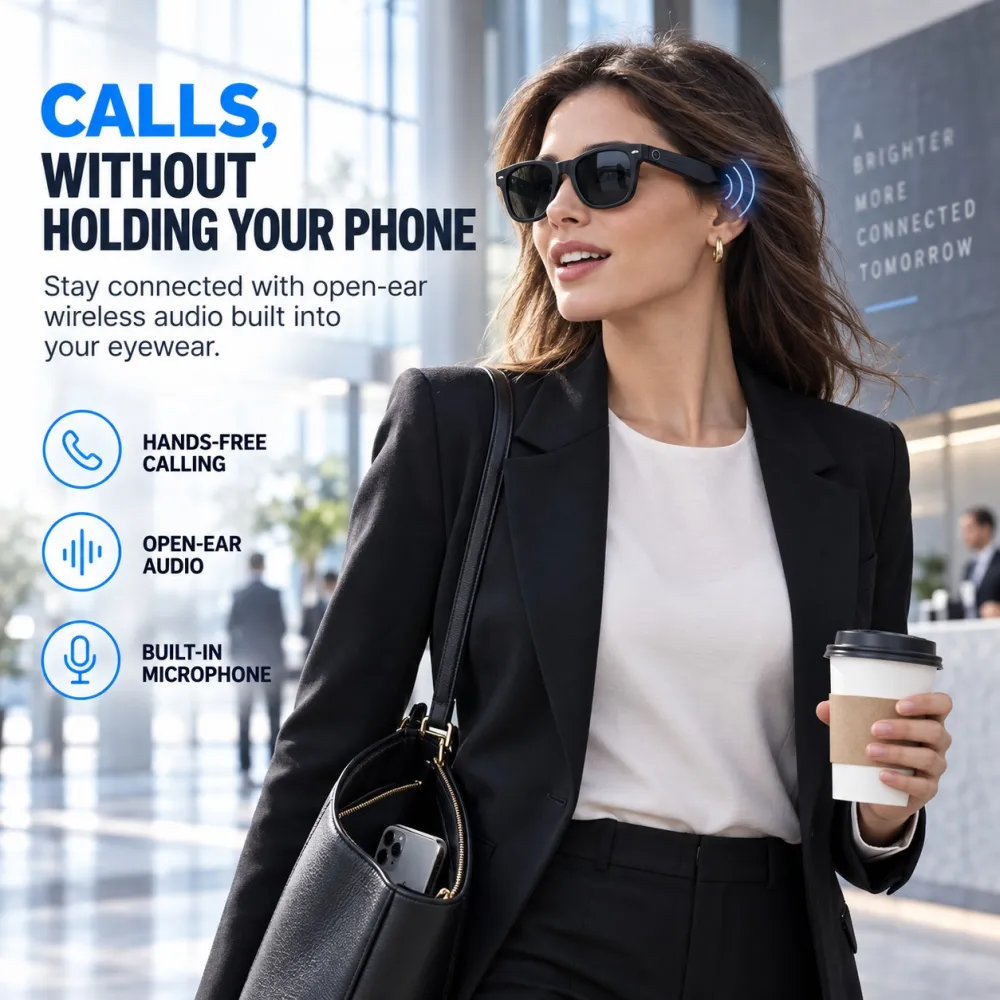 AI Smart Glasses, HD Camera, Bone Conduction Open-Ear Audio