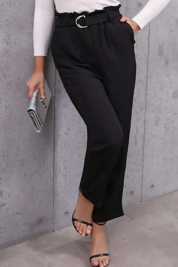 Belted Paperbag Waist Pants