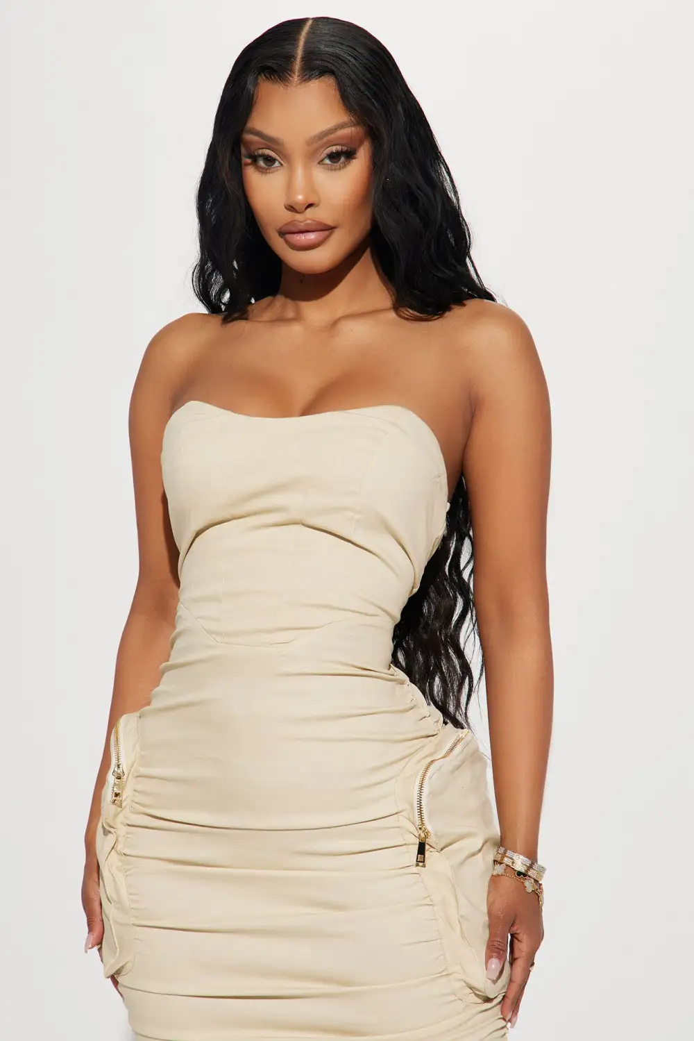 Camila Cargo Midi Dress - Beige