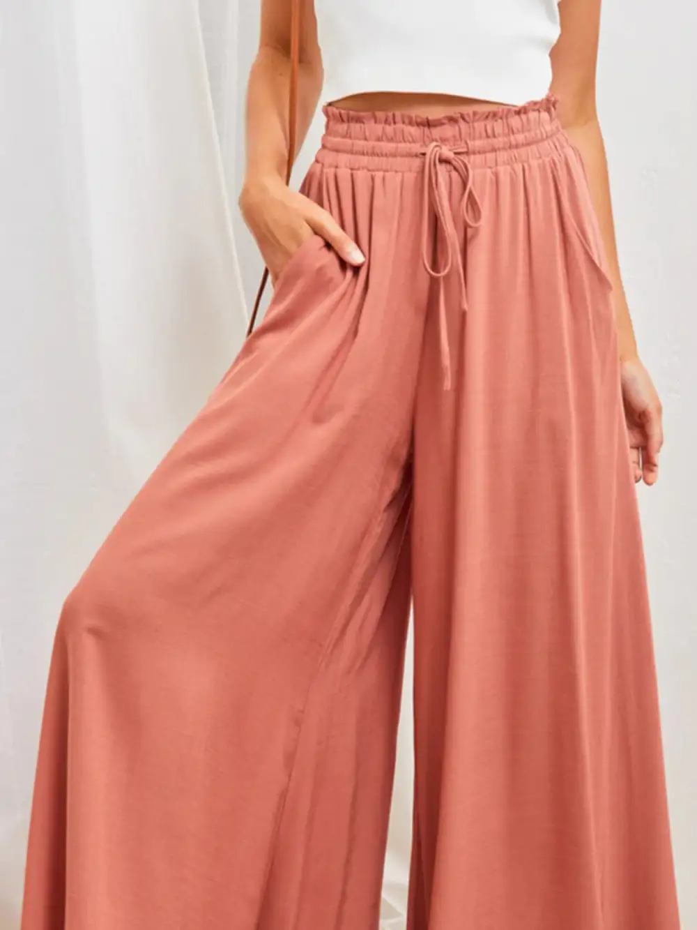 Easy Fit High Waist Wide Leg Pants