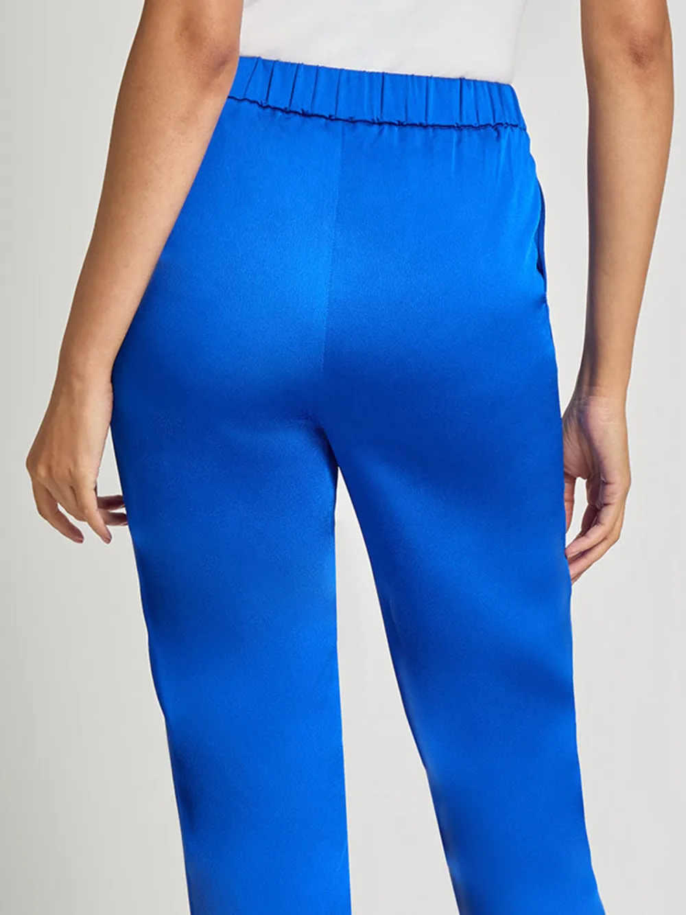 Solid Color Elastic Waistband Pants